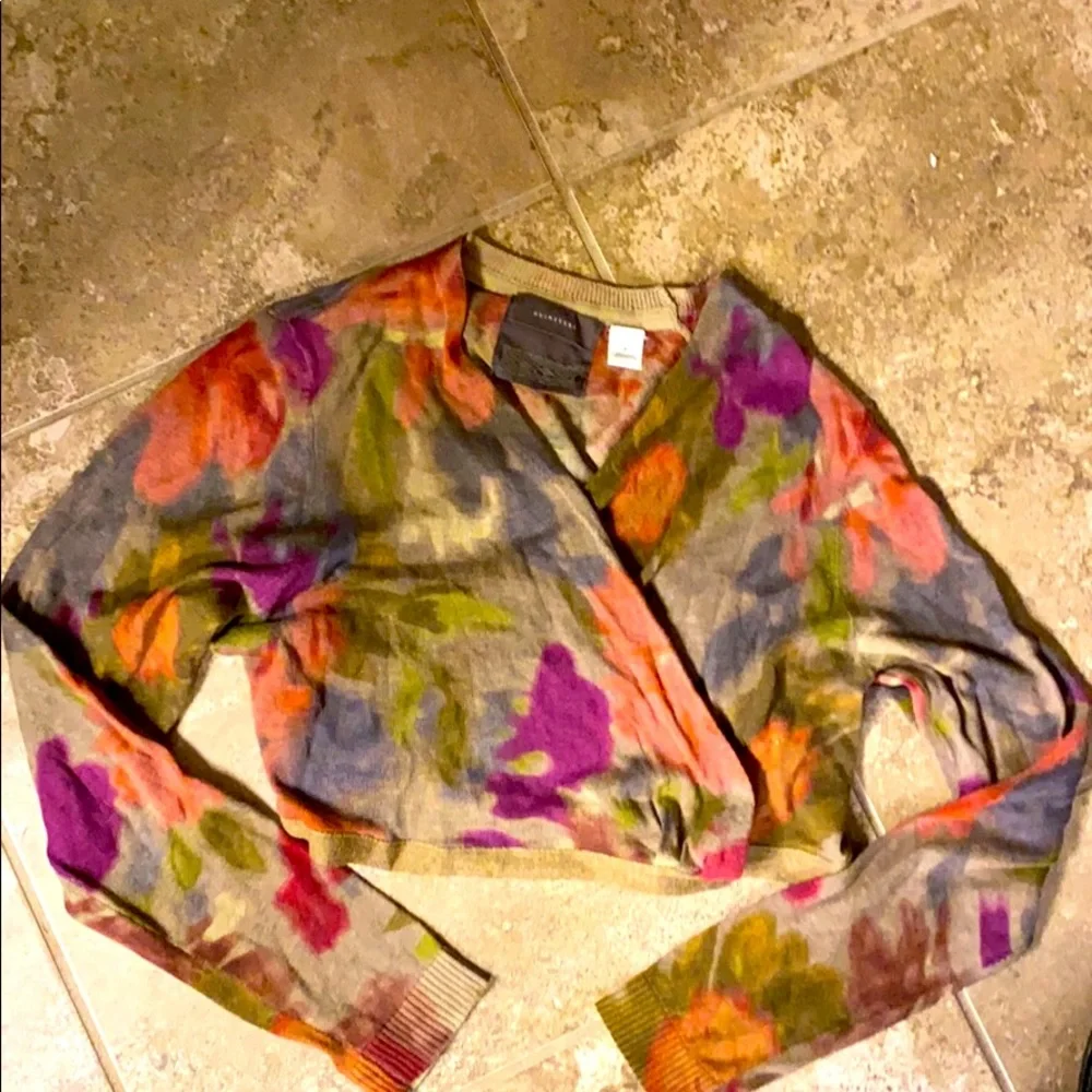 Anthropologie Floral Wrap Cropped Sweater - Picture 5 of 5